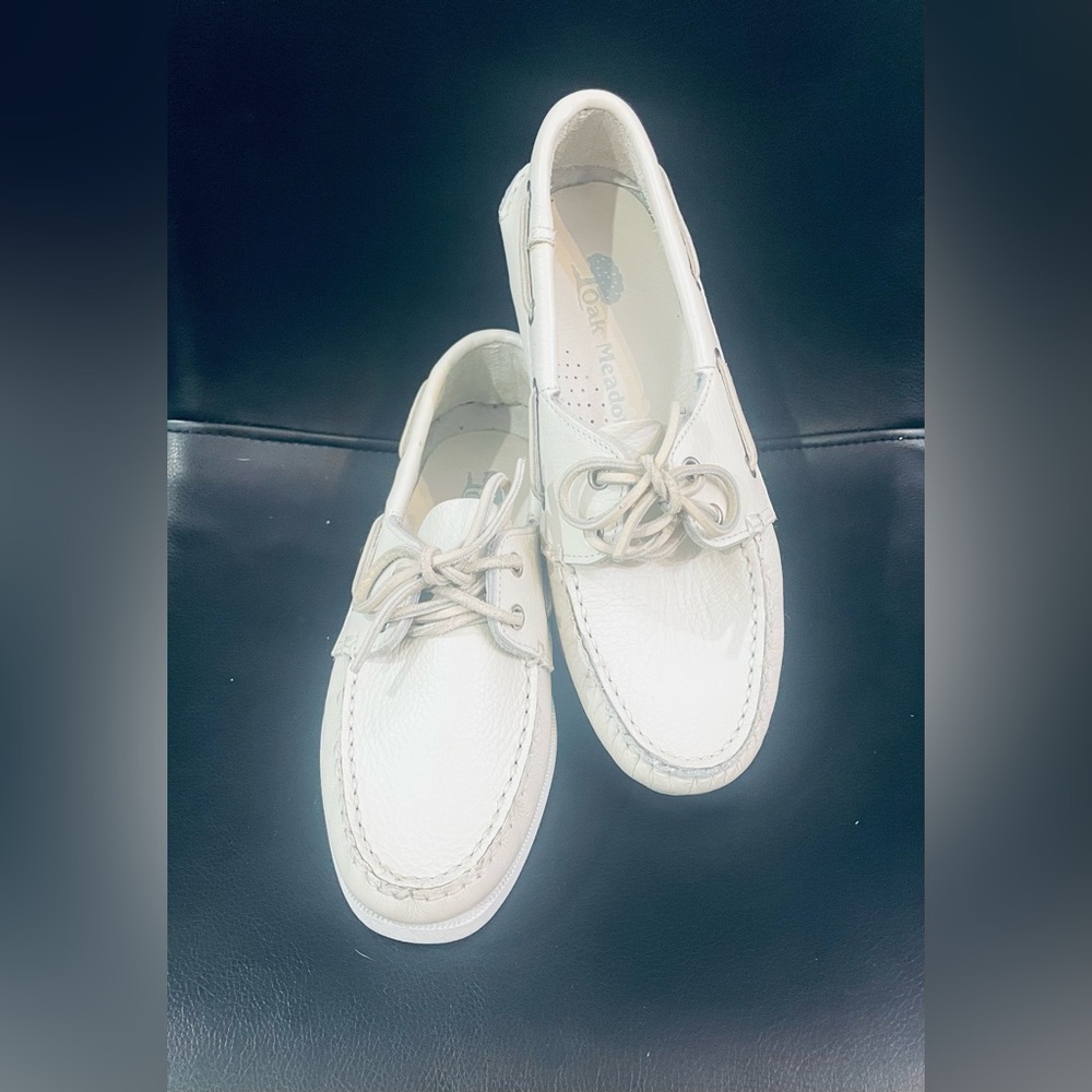 White Leather Vintage Boat Shoes
